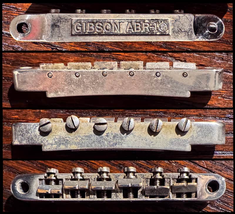 Circa 1959 Gibson ABR-1 ABR1 Tuneomatic bridge. Nickel for Les Paul or ES335. - Fair