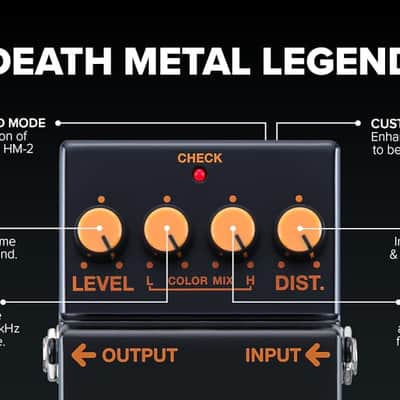 Boss HM-2W Heavy Metal Guitar Effects Pedal | Legendary Chainsaw Tone of Swedish Death Metal | Waza Craft Edition | Standard HM-2 Mode and More Aggressive Custom Mode image 4