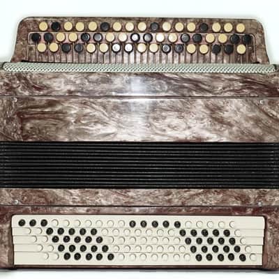 Russian Bayan Tulskiy, 3 Row Tula Chromatic Button Accordion, Vintage Music Box B System, New Straps and Soft Case, 2746 image 4