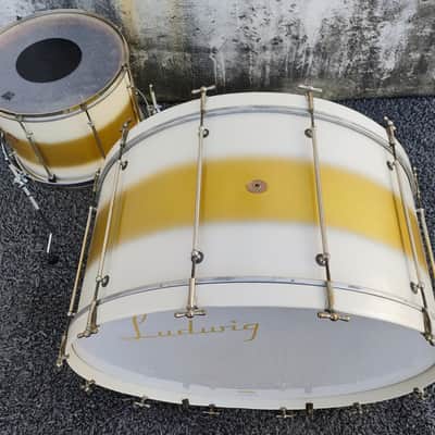 30's Ludwig White/Gold Duco 2PC (32"x16" Tube Lug BD + 16"x12" FT) Drum Set image 13