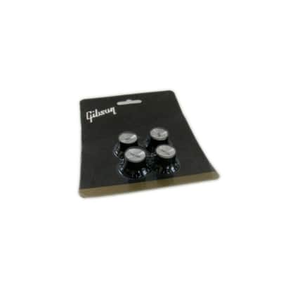 Gibson Knobs Black Bell Silver Insert Top Hat Set Les Paul Guitar SG ES Genuine