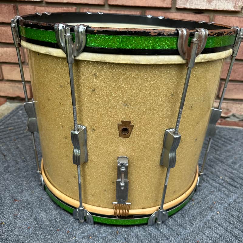 Vintage WFL LUDWIG 12x15 Parade Marching Mid-50's Snare Drum Mahogany 3PLY Silver Sparkle image 1