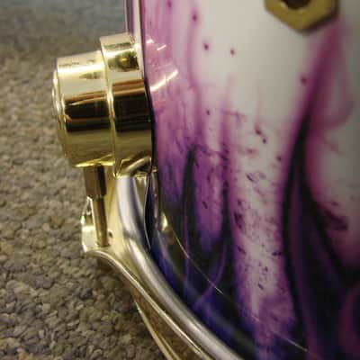 DW Drums Collector's Custom Ordered USA 6pc Drum Kit White & Purple Flames image 23