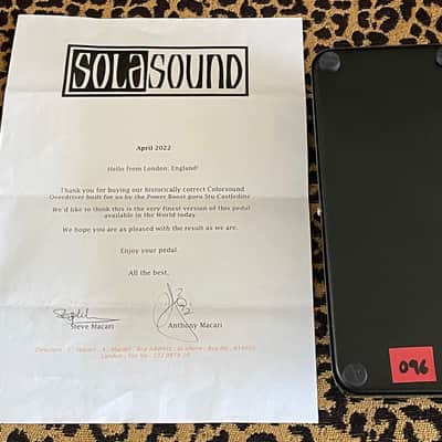 NOS Sola Sound Colorsound Vintage Series Overdriver By Stuart Castledine Unused MINT & COA Letter Marc Bolan Jeff Beck Tones image 6