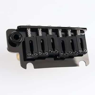 10.5mm Electric Guitar Bridge with Stainless Steel Saddles Plate Brass Block 2 Point Tremolo Bridge Compatible with Stratocaster Strat 6 String Electric Guitar Replacement Parts Black(Matte) image 2