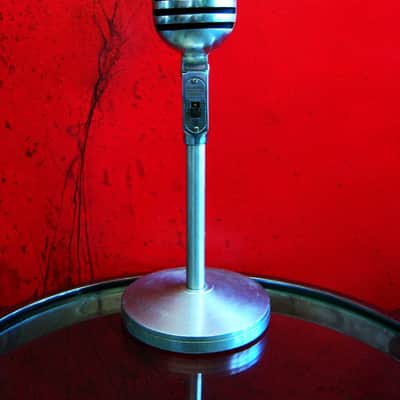 Vintage 1940's Electro-Voice 950 Cardax Crystal Microphone Hi Z with period E.V 423A desk stand DISPLAY image 1