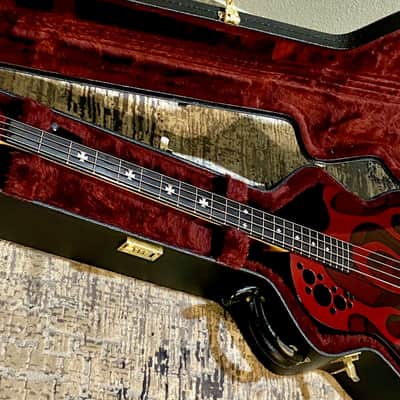 Ovation Nikki Sixx NSB778 Signature Elite 4 String Acoustic Bass Guitar 2009 - Red Flame Top image 6