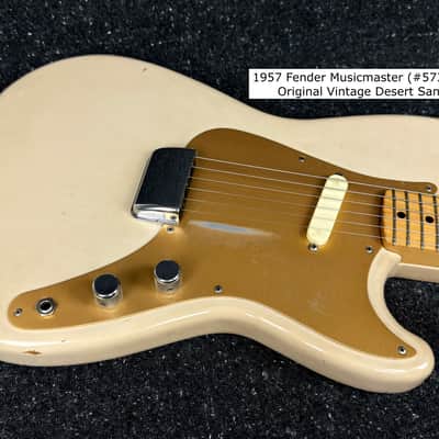 1957 Fender Musicmaster (#573) with Case Original Desert Sand Vintage Finish image 5