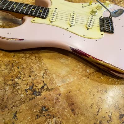American Fender Stratocaster Standard Shell Pink Over Candy Apple CS Fat 50's image 8