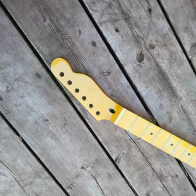 21 fret Canadian maple vintage tint gloss guitar neck T style truss rod access steel frets diy image 2