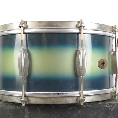 1950s Slingerland 7x14 Student Model Blue & Silver Duco Radio King Snare Drum image 8
