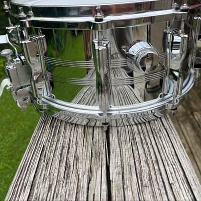 Tama 8056 Imperialstar Mastercraft Steel 6.5x14" 10-Lug Snare Drum with Roller-Action Snare Strainer 1980 - 1985 - Chrome image 5