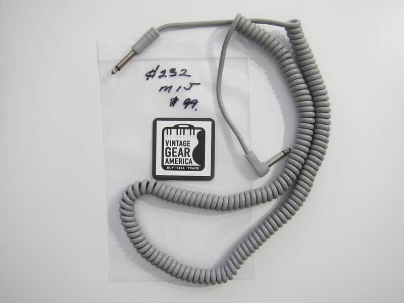 Teisco Del Rey Curly or Coil Cord Guitar Cable MIJ Authentic Vintage Accessory Case Candy Circa-1960s-1970s-Grey image 1