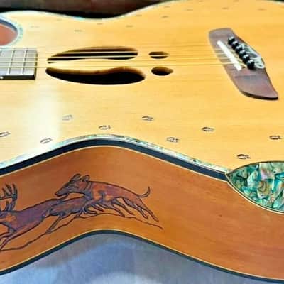Blueberry Handmade Grand Concert Acoustic Guitar White-Tail Deer Motif image 14