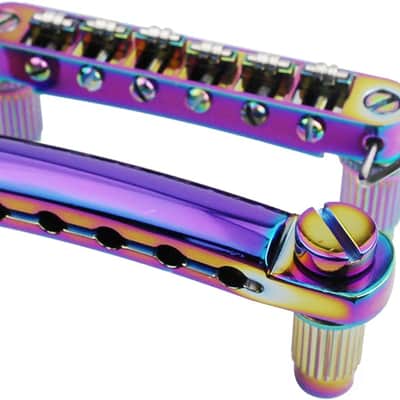 Guitar Tune-O-Matic Bridge and Stop Bar Tailpiece Combo Replacement Compatible with LP SG EPI 6 String Electric Guitar(GS001 + GM005, Chameleon Rainbow) image 1