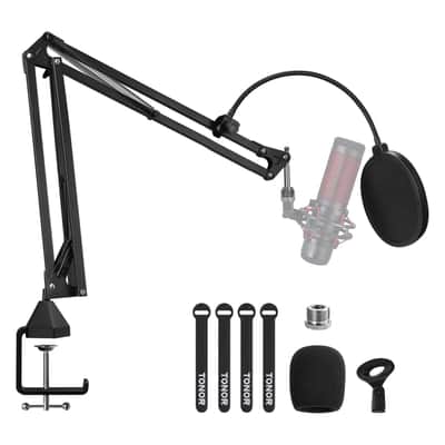 TONOR T20 Microphone Arm Stand, Adjustable Suspension Boom Scissor Mic Stand with Pop Filter image 1