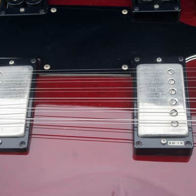 Burny  Jimmy Page Red RSG-140 Double Neck Guitar CIRCA 1992 Cherry Red image 7