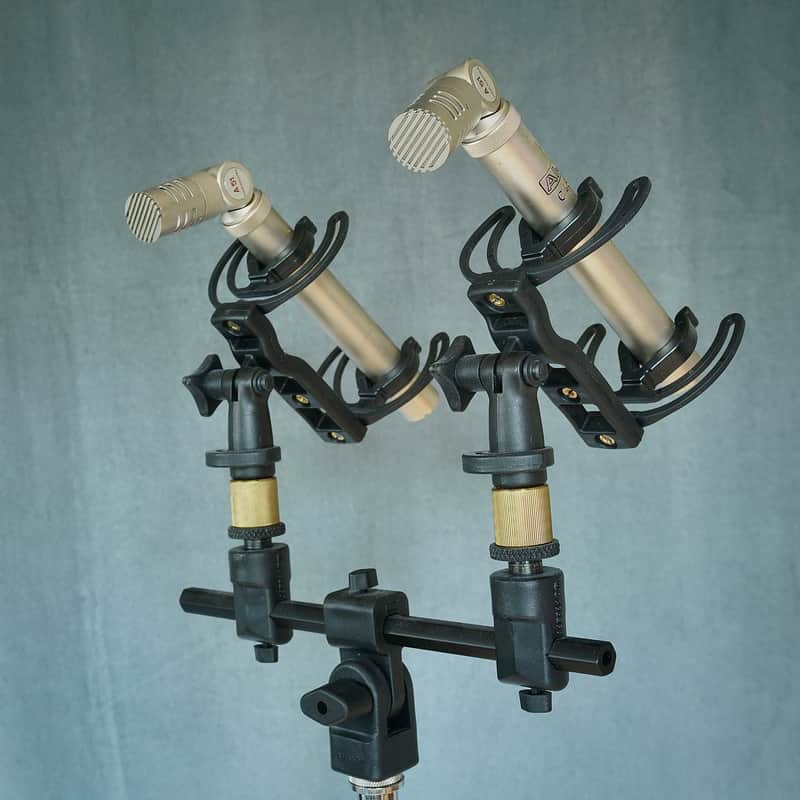 Vintage Pair AKG C-451e with new CK-1 capsule H-51 shock mount, H-15 swivel mount image 1