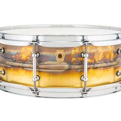 Ludwig 5x14" Raw Brass Snare Drum Tube Lugs Smooth Texture Patina Finish | Made in the USA | Authorized Dealer image 1