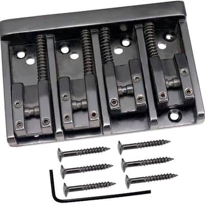 4 String Bass Bridge Tailpiece Roller Saddle Bridge Top Load or String Through Body (Black) image 1
