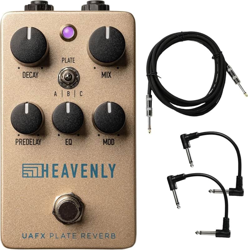 Universal Audio UAFX Heavenly Plate Reverb Pedal - Bundle with Instrument Cable and 2 Patch Cables image 1