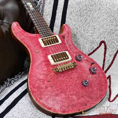 Paul Reed Smith PRS Private Stock # 11317 Custom 24 Piezo Stoptail Maple Burl Top Madagascar Rosewood Fingerboard Bonnie Pink 7.80 lbs image 9