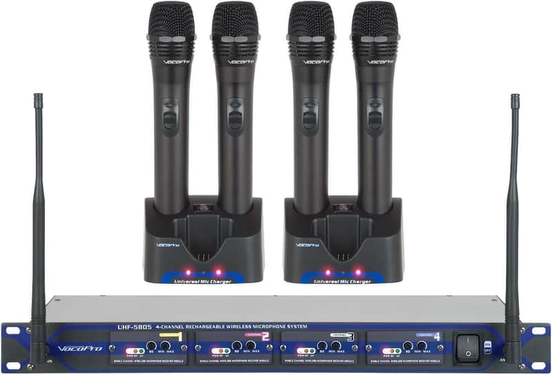VOCOPRO UHF580510 Professional Rechargeable 4-Channel UHF Wireless Microphone System image 1