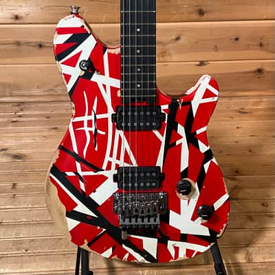EVH Limited Edition Wolfgang Special Striped Series Electric Guitar - Red, Black, and White Aged image 1