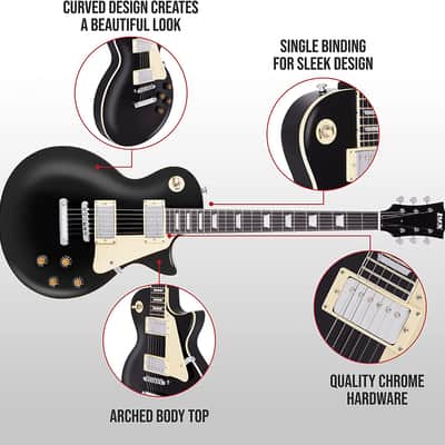 LyxPro 39” SB Series Electric Guitar, 3-Way Pickup Solid Body Guitar, Black image 4