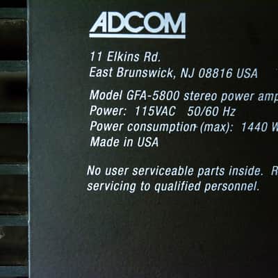 Adcom GFA-5800 250/400W stereo XLR balanced studio monitor power amp - made in USA! image 7