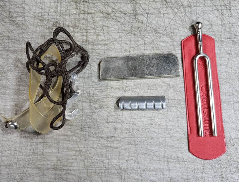Vintage RARE Classical Guitar Uke Strap Tuning Fork Lap Steel Slide Guitar String Riser Parts image 1