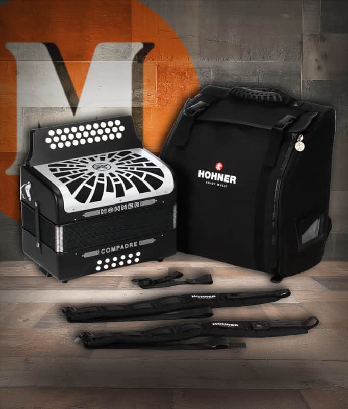 Hohner Compadre EAD Accordion - Black Silver Grille w/ Gig Bag (COEB-N) image 1