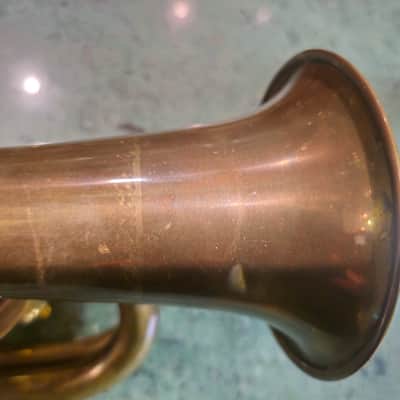 Vintage Brass Hunting Horn 1960s England or France Nickel Plated Mouthpiece Chain image 8