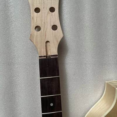 DIY Project 4 String Violin Bass Tiger Maple Top Body with Neck, Rosewood Fingerboard image 7
