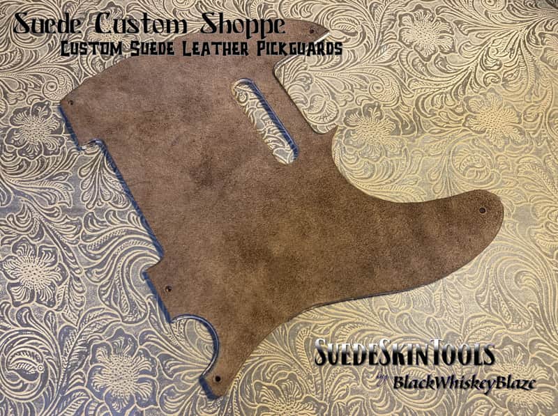 Custom Suede Leather Pickguard fits Fender Telecaster Tele or Esquire Tooled Leather Alt image 1