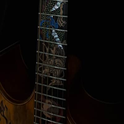 Blueberry NEW IN STOCK Handmade Acoustic Guitar Double Cutaway Dragon with Mango Wood image 4