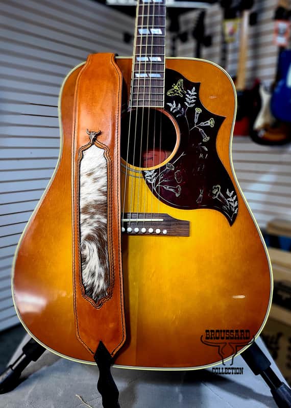 The Longhorn - Handcrafted Full-Grain Leather Guitar Strap with Hair-on Cowhide image 1