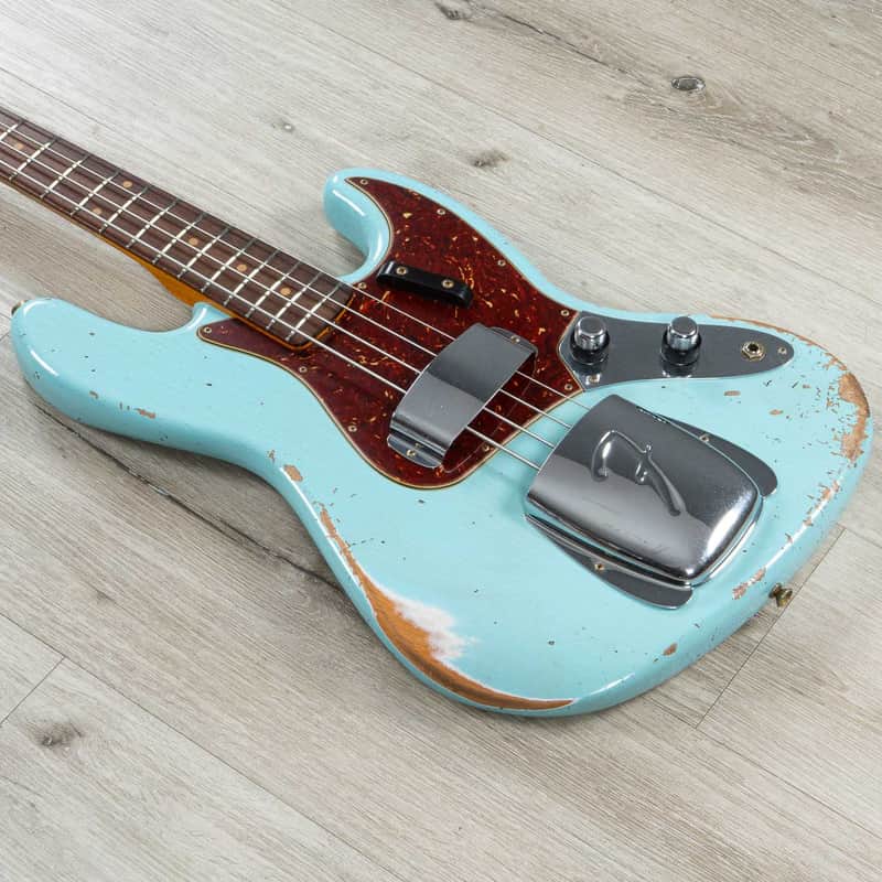 Mint Fender Custom Shop 1961 Jazz Bass Heavy Relic, 3A Rosewood Fingerboard, Faded Aged Daphne Blue image 1