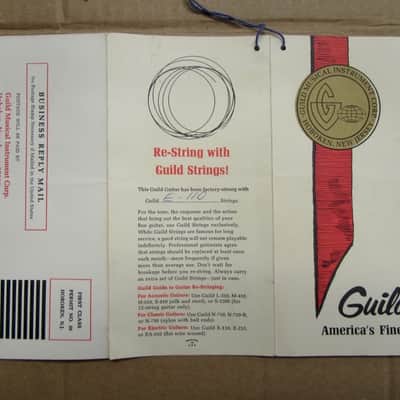 Guild T-100 Warranty & Registration Hang Tag Card. 1960's image 4