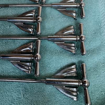 Ludwig Lot of 8 Bowtie Clubdate Pre Serial Bass Drum Tension Rods + Claws 7” 60s - Chrome image 5