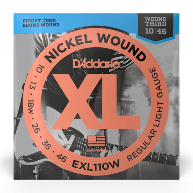 D'Addario EXL110W Nickel Wound Electric Guitar Strings Regular Light Gauge with Wound 3rd image 1