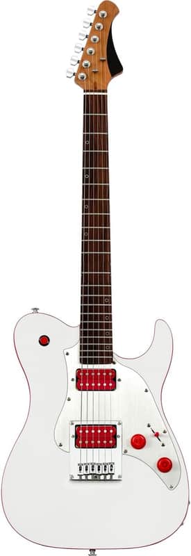Solid Body Electric Guitar, Mahogany Body, Maple Neck, Rosewood Fretboard, Rounded End Frets, Bone Nut, 22 Frets (White) image 1