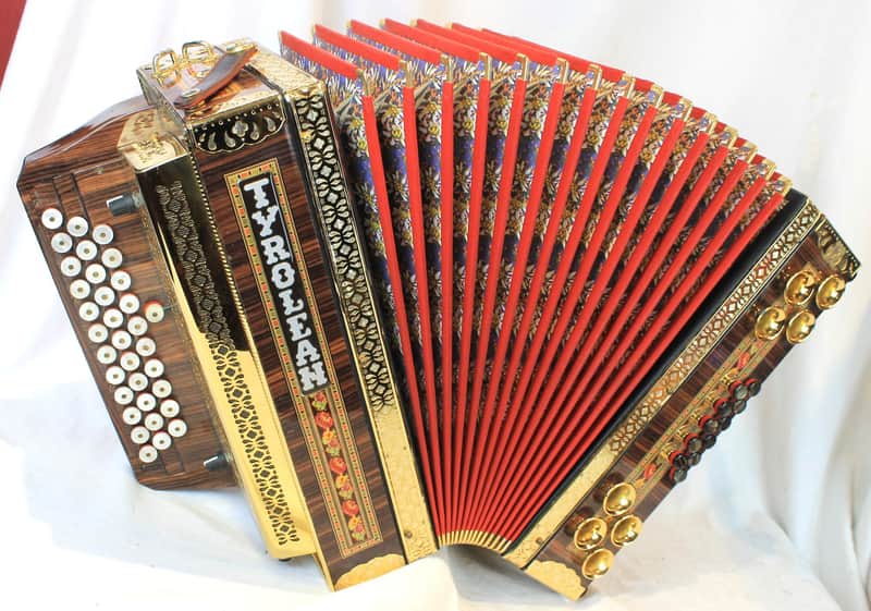 6953 - Excellent Alpine Gold Beltuna Tyrolean IIID Diatonic Button Accordion CFBb 34 11 image 1