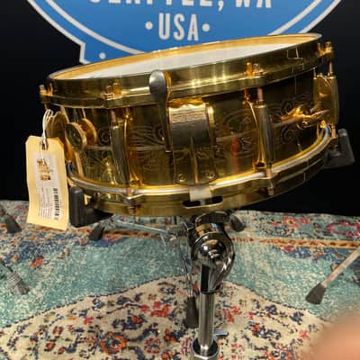 Gretsch Holy Grail 1960s Gold Engraved, Round Badge 14x5" Snare Drum. Excellent!! image 6