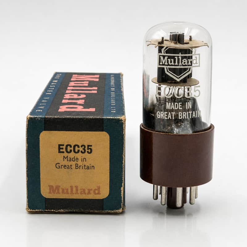 Mullard Blackburn ECC35 Brown Base B8B 1958 Strong Balanced Tested 6SL7 Bild 1