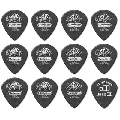 JIM DUNLOP 498 Tortex Jazz III XL Player Pack 135 Plektren (12 Stück) schwarz image 1