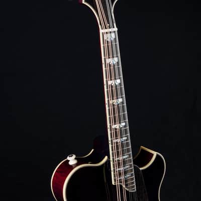 Hinde Jazz Model Adirondack Spruce and Flamed Maple Merlot Burst Mandolin with Pickup image 6