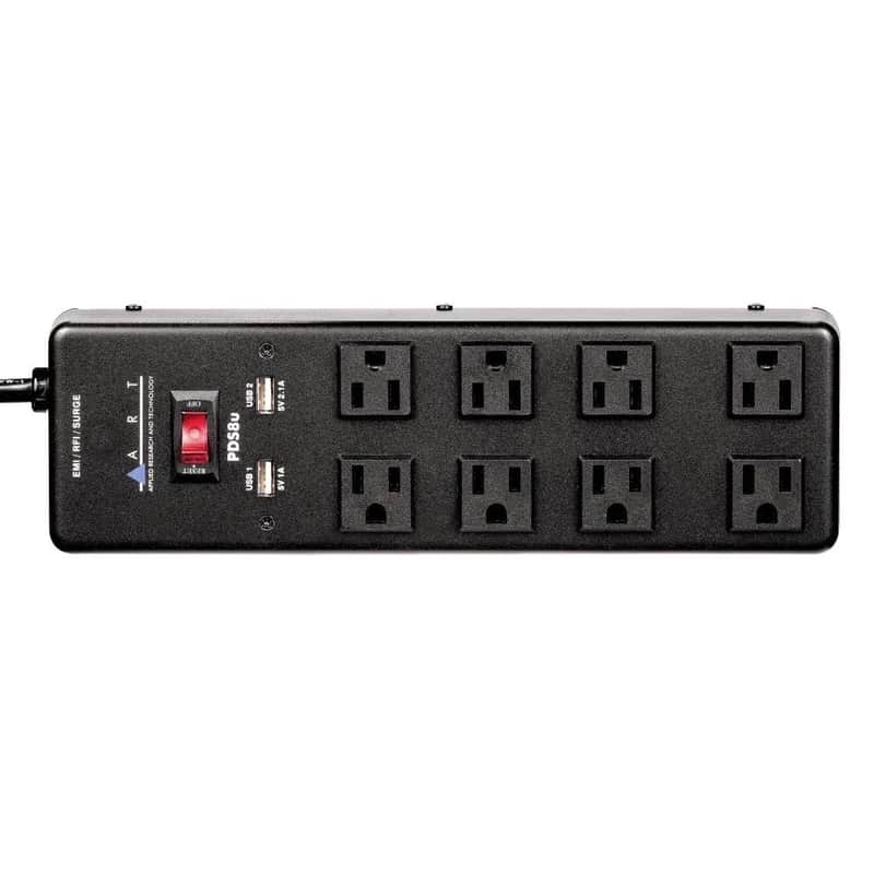 Art Pro Audio PDS8u 8-Outlet Power Strip with 2 USB Outlets & 20' Power Cord, 14AWG image 1