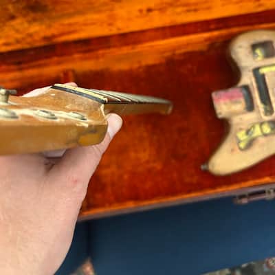 Vintage Fender Jaguar Body & Neck 1963 Stripped Candy Apple Red Pre CBS Clay Dots Brazilian Rosewood image 6