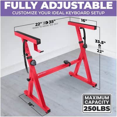 Liquid Stands Piano Keyboard Stand - Z Style Adjustable and Portable Heavy Duty Music Stand for Kids and Adults (Red) image 2